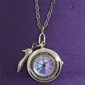Broadway Show CINDERELLA Souviner Watch Slippe Necklace Silver Purple 24" Chain